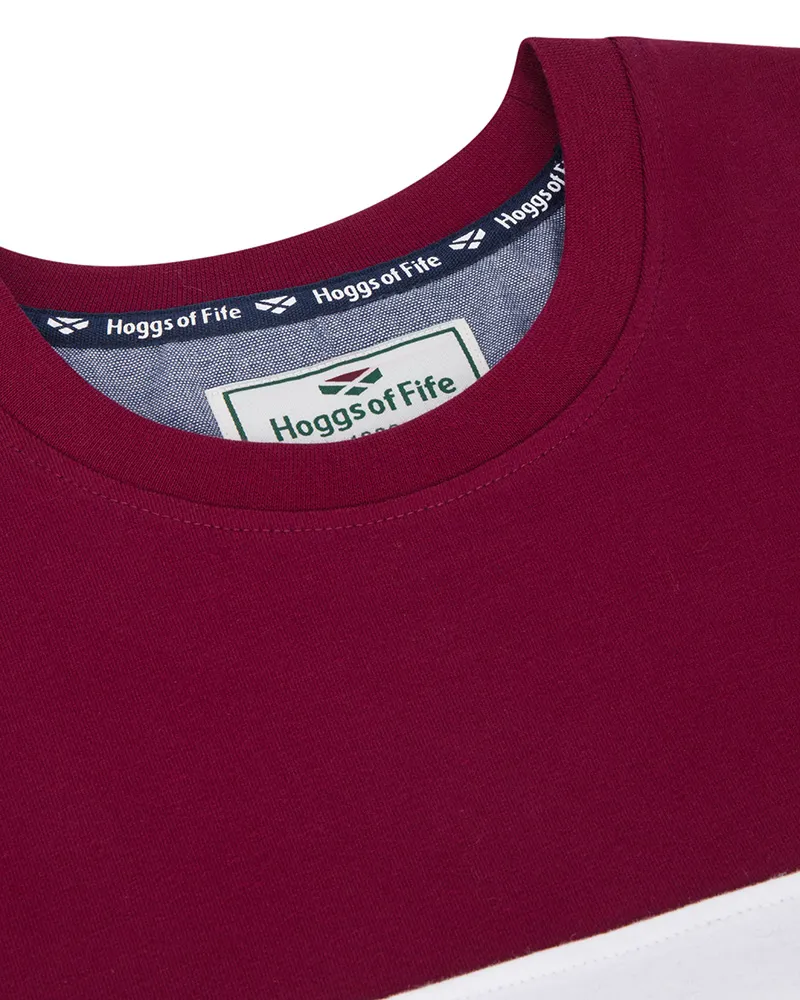 Hoggs Of Fife Dalbeattie Colour Block T-Shirt - Burgundy/White/Navy-2