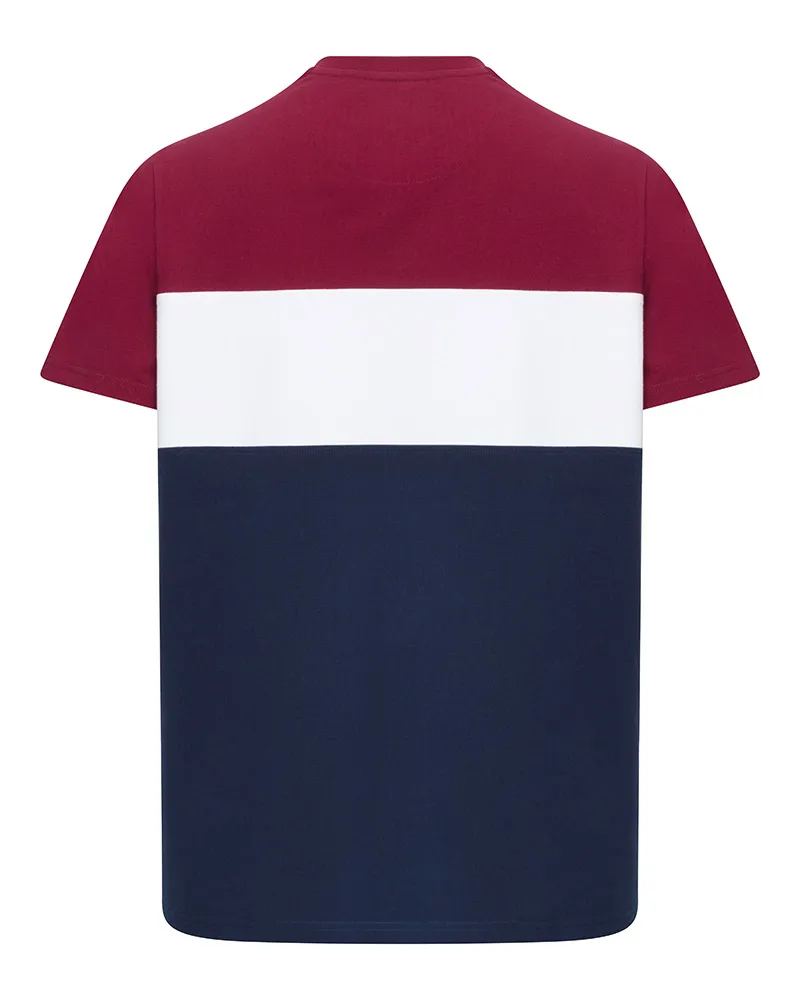 Hoggs Of Fife Dalbeattie Colour Block T-Shirt - Burgundy/White/Navy-1