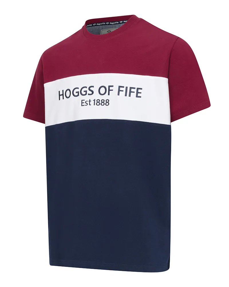 Hoggs Of Fife Dalbeattie Colour Block T-Shirt - Burgundy/White/Navy