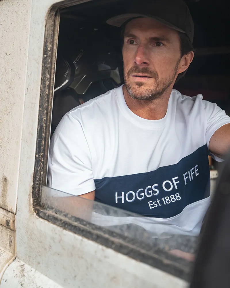 Hoggs Of Fife Dalbeattie Colour Block T-Shirt - White/Navy/White-1