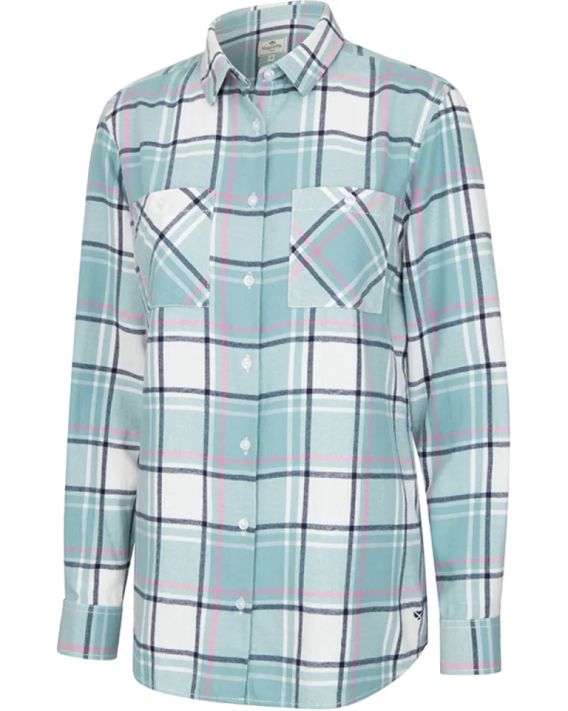 Hoggs Of Fife Caitlyn Oversized Flannel Shirt - Duck Egg
