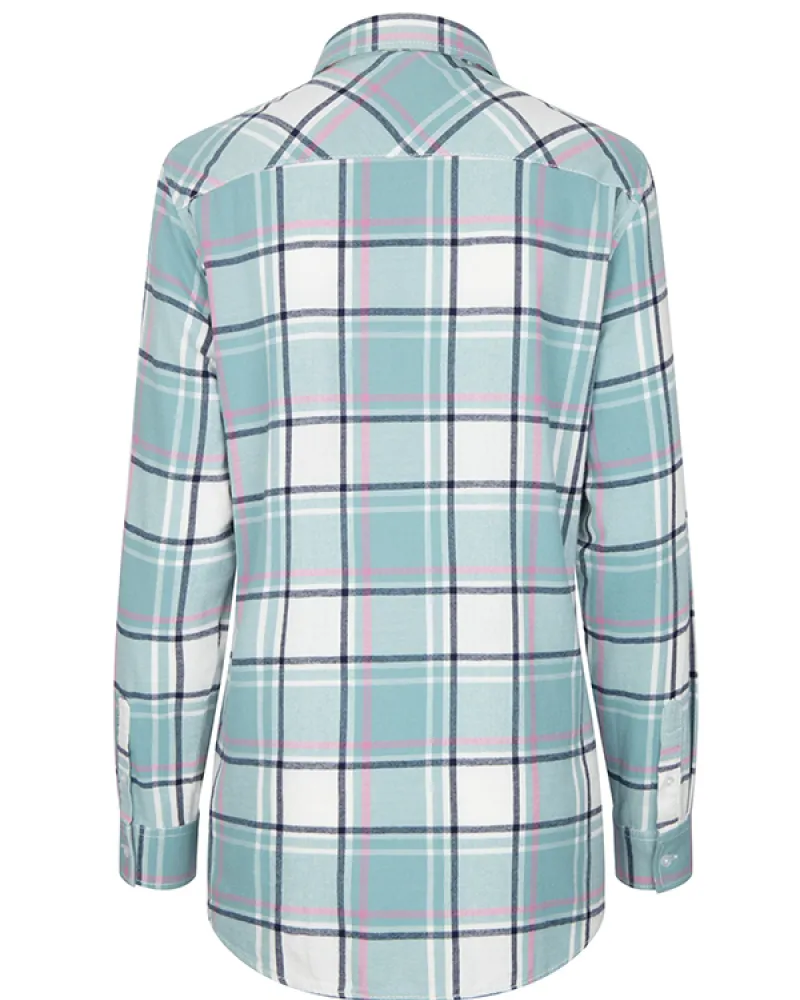 Hoggs Of Fife Caitlyn Oversized Flannel Shirt - Duck Egg-1