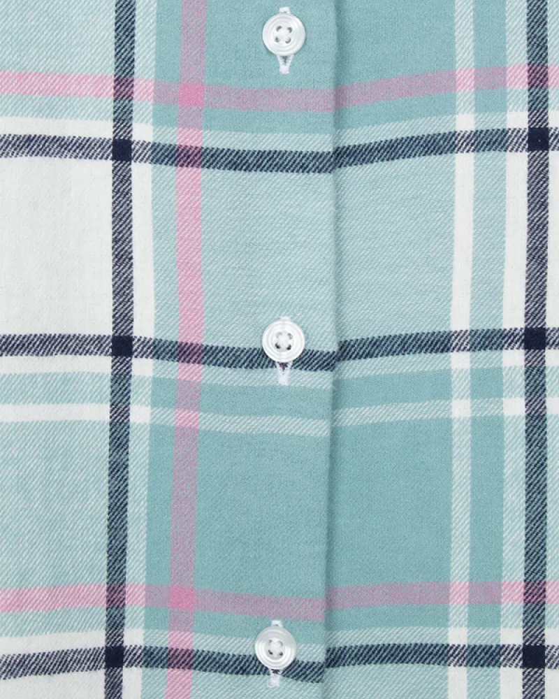 Hoggs Of Fife Caitlyn Oversized Flannel Shirt - Duck Egg-2