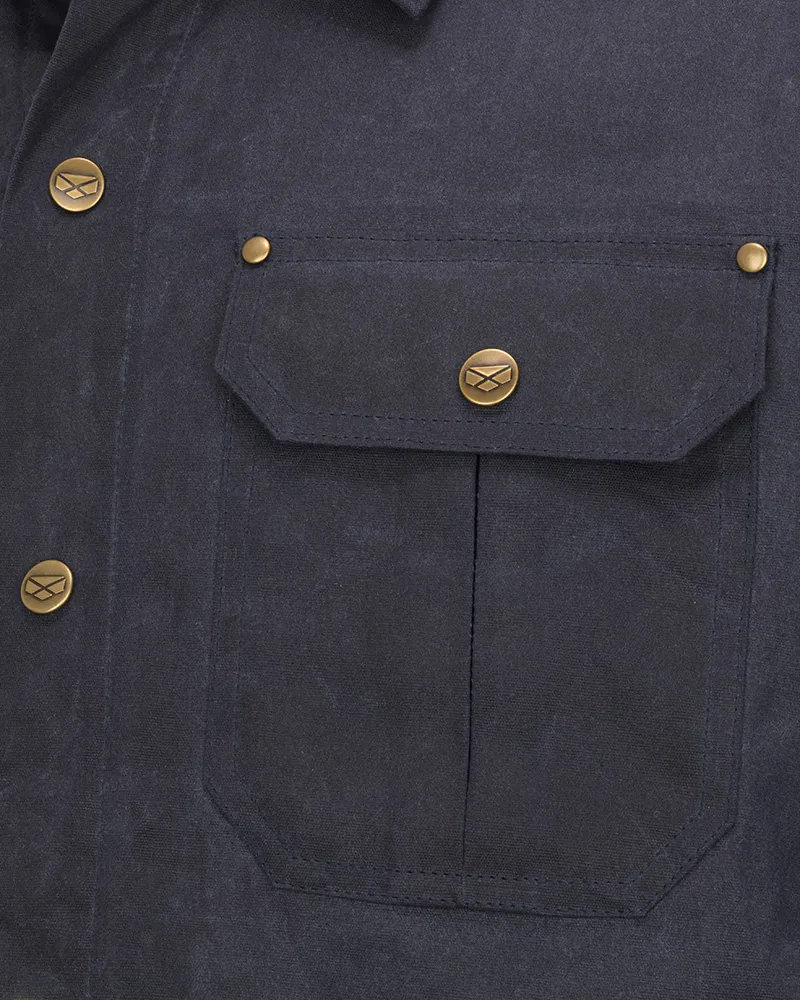 Hoggs Huntly Waxed Canvas Utility Overshirt - Midnight Navy-2
