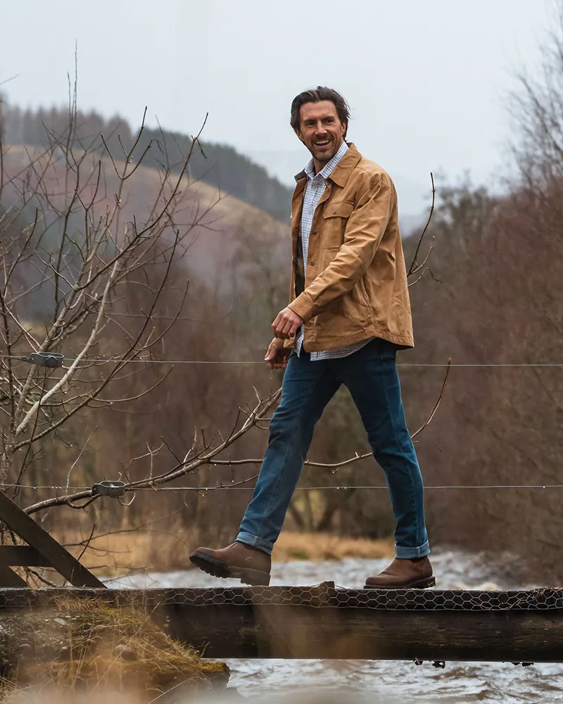 Hoggs Huntly Waxed Canvas Utility Overshirt - Caramel-1