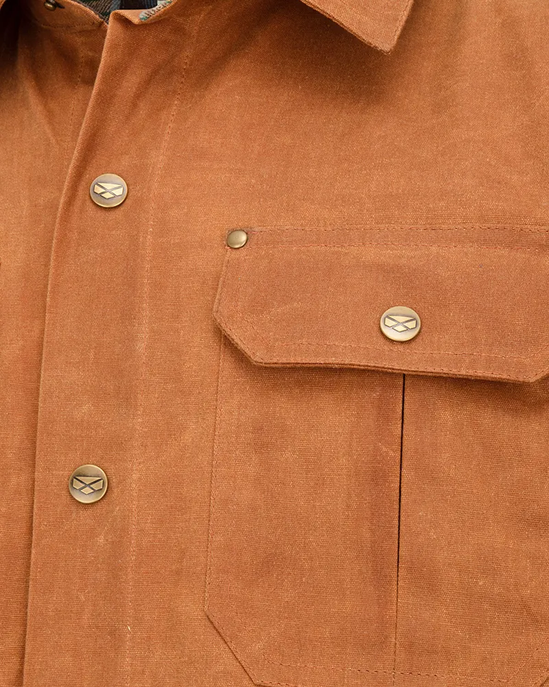 Hoggs Huntly Waxed Canvas Utility Overshirt - Caramel-3