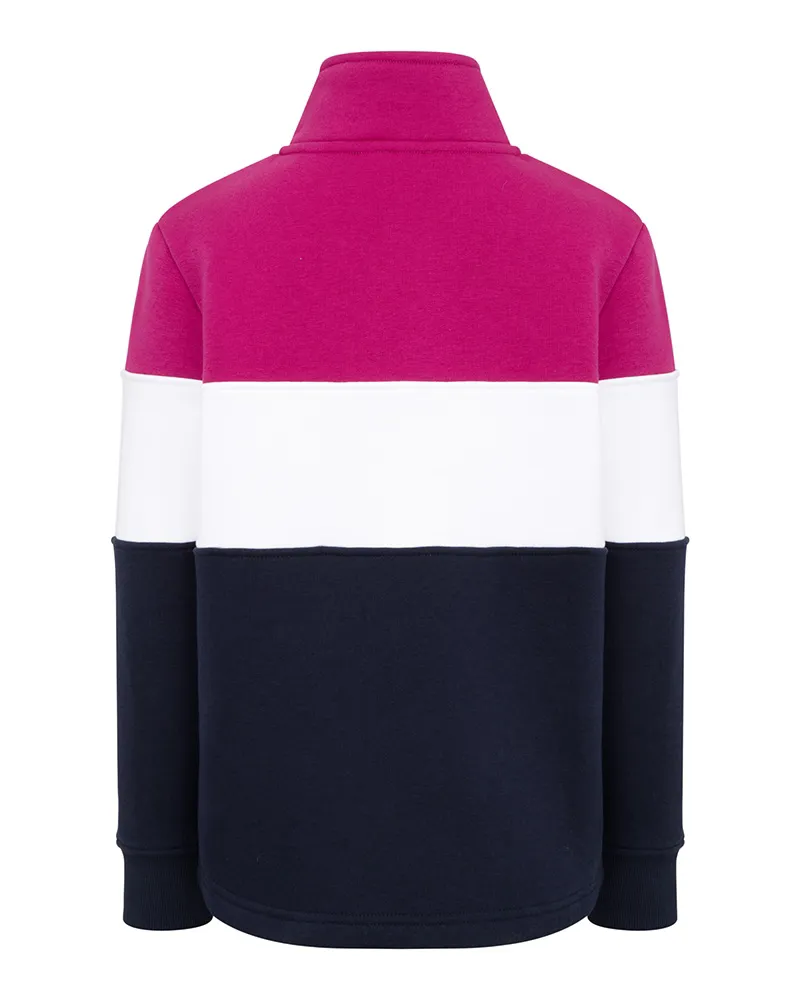 Hoggs Of Fife Dumfries 1888 Junior 1/4 Zip Sweatshirt - Berry/ White-1