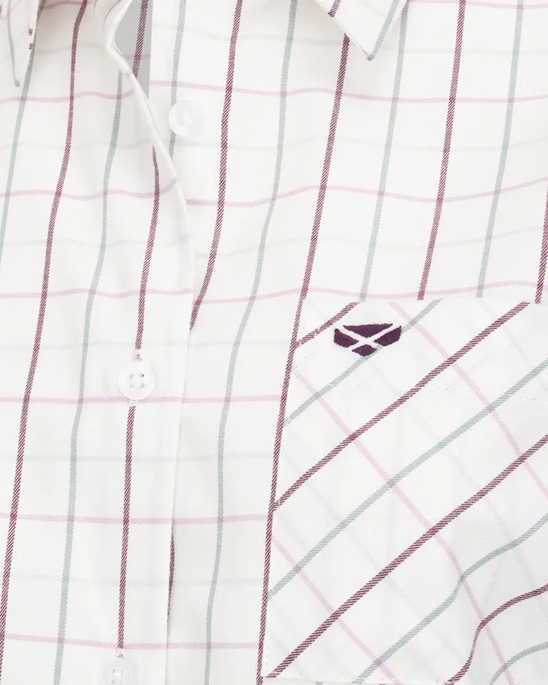 Hoggs Of Fife Aberlady Ladies Tattersall Shirt - Purple - Mineral Blue-1