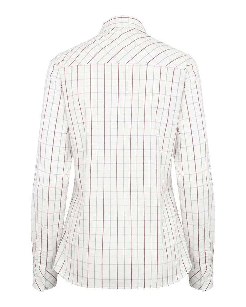 Hoggs Of Fife Aberlady Ladies Tattersall Shirt - Purple - Mineral Blue-2