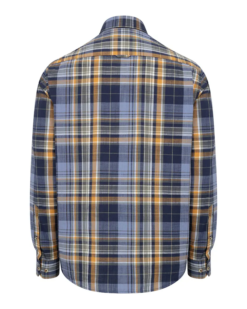 Hoggs Of Fife Crail Lightweight Check Shirt Navy/ Gold-1
