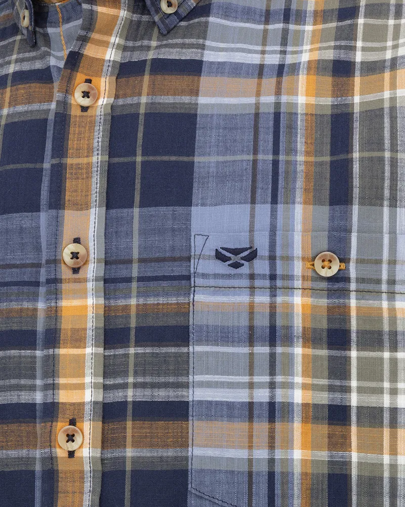 Hoggs Of Fife Crail Lightweight Check Shirt Navy/ Gold-2