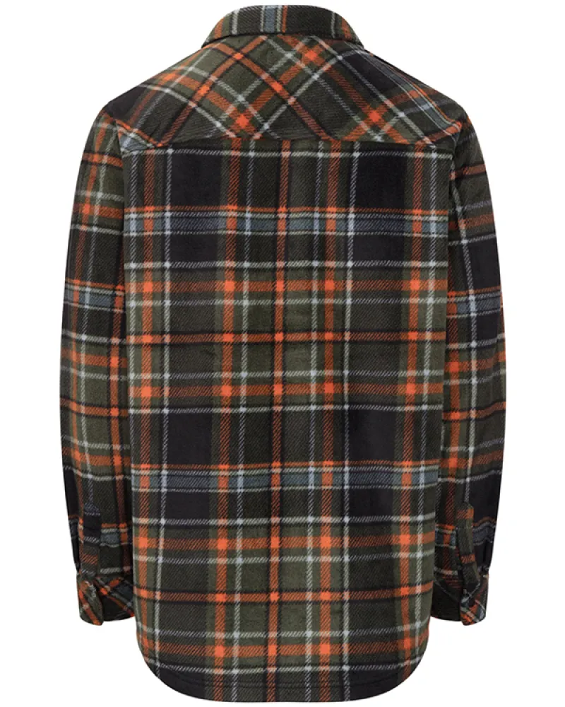 Hoggs Of Fife Balbeggie Fleece Shacket Green/ Rust-2