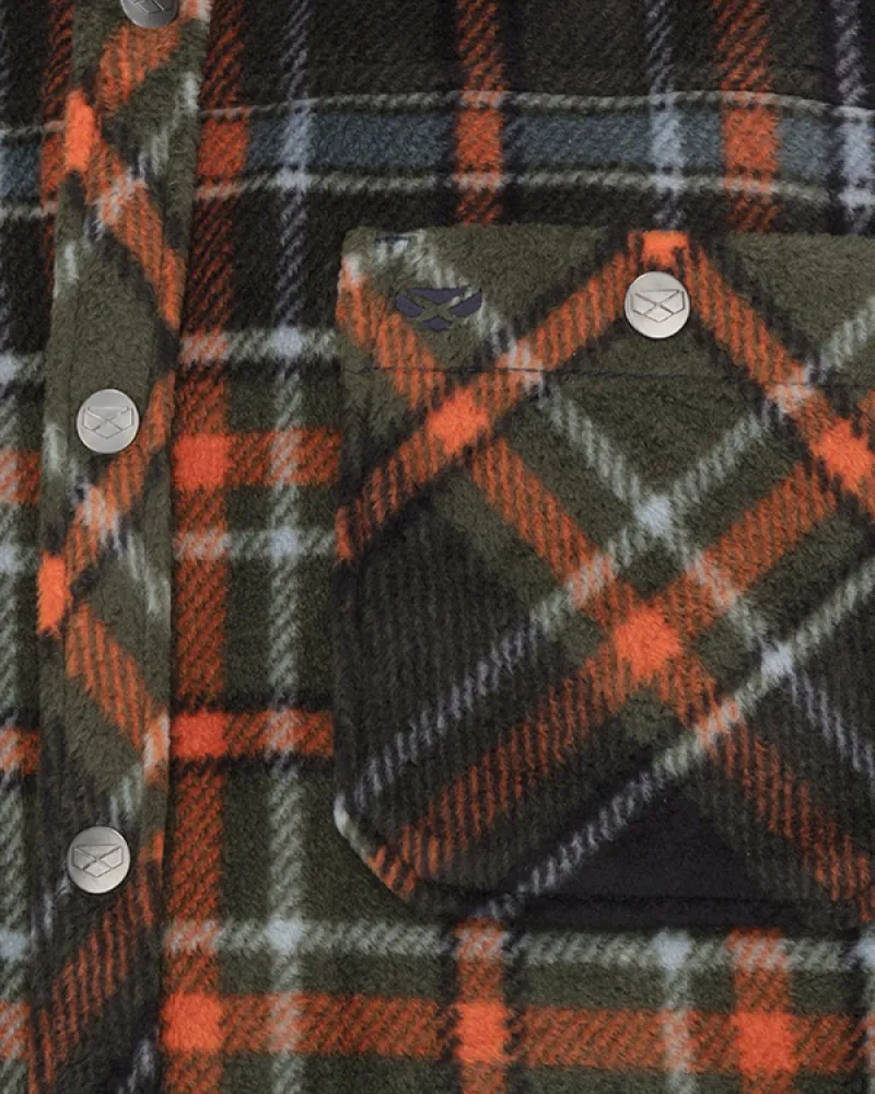 Hoggs Of Fife Balbeggie Fleece Shacket Green/ Rust-1