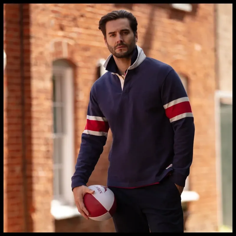 Bullwren Hooped Rugby Navy/ Chilli-2