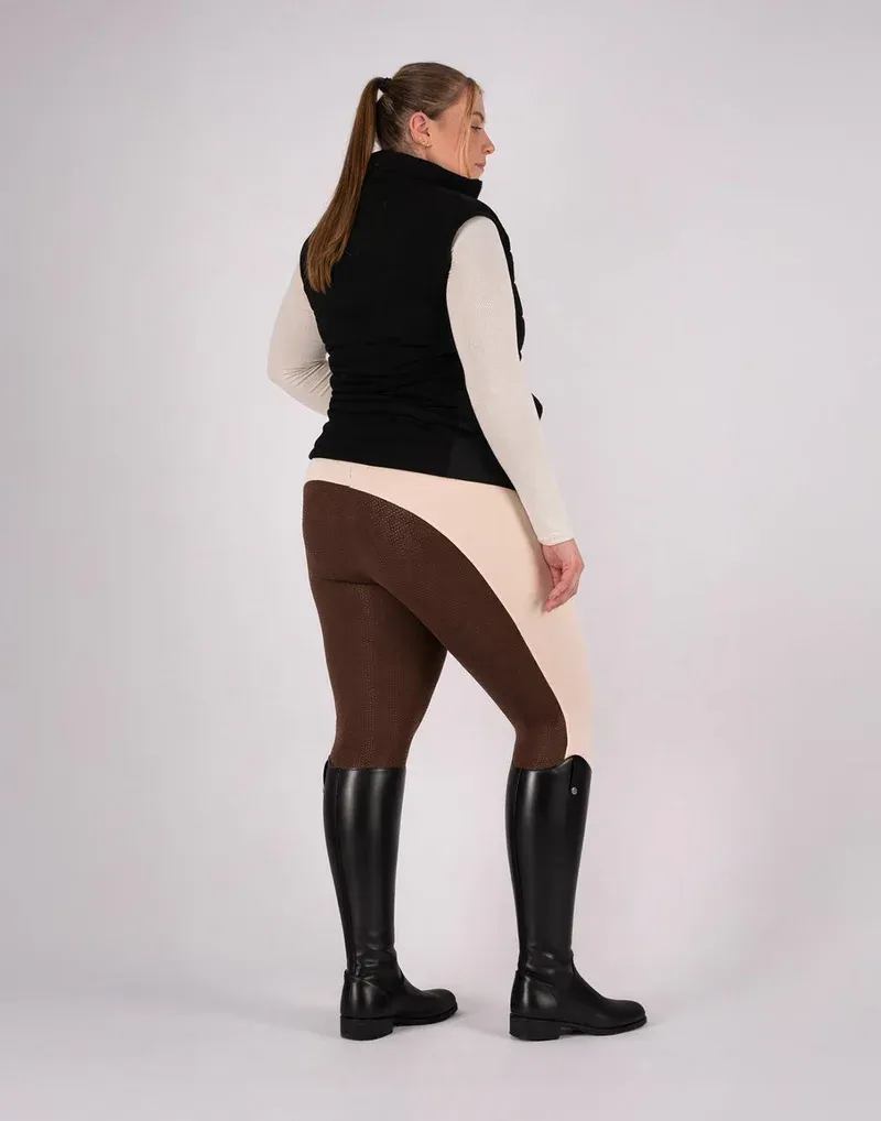 Horzehoods Heavyweight Competition Leggings - Vanilla / Brown seat-6