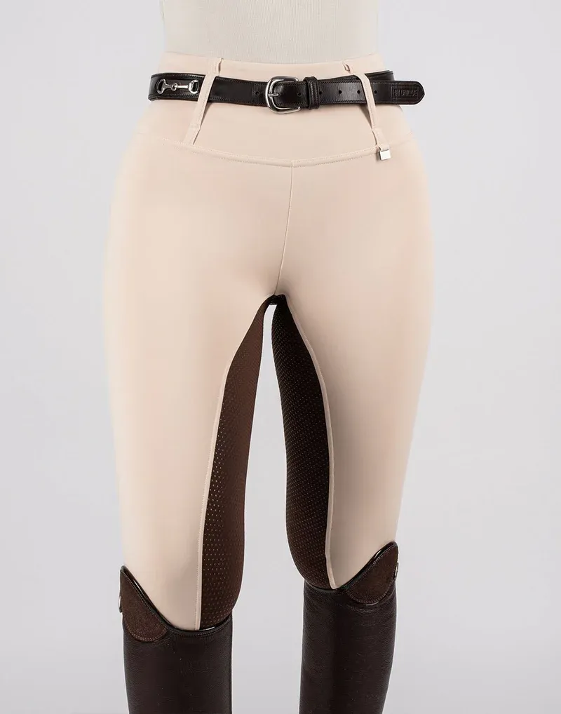 Horzehoods Heavyweight Competition Leggings - Vanilla / Brown seat-5
