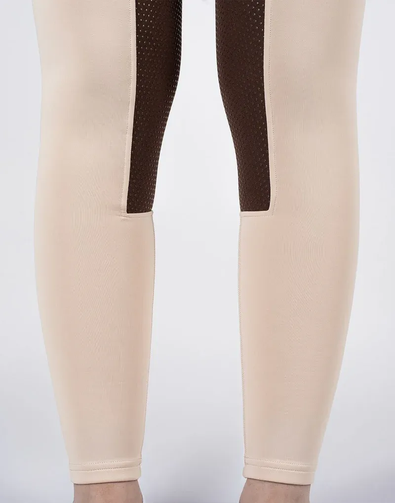 Horzehoods Heavyweight Competition Leggings - Vanilla / Brown seat-2