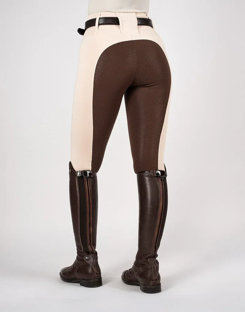 Horzehoods Heavyweight Competition Leggings - Vanilla / Brown seat-8