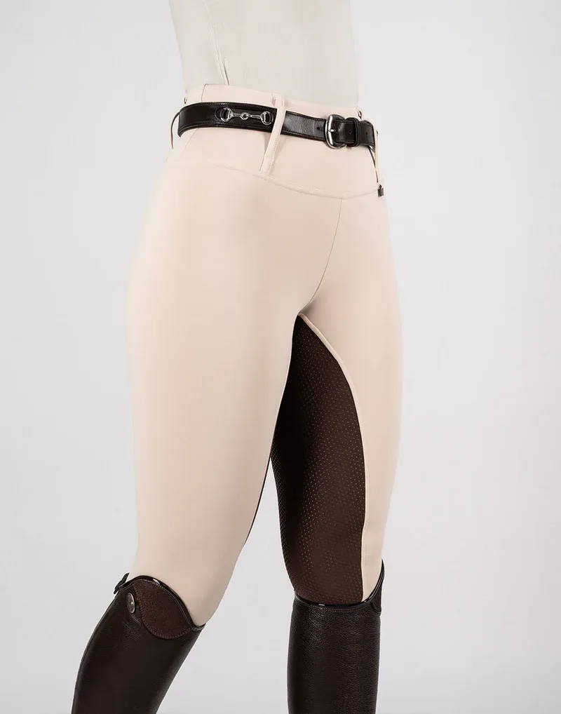 Horzehoods Heavyweight Competition Leggings - Vanilla / Brown seat-7