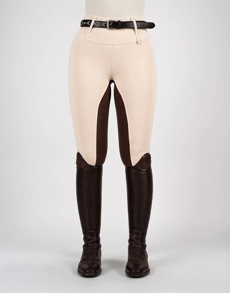 Horzehoods Heavyweight Competition Leggings - Vanilla / Brown seat-1