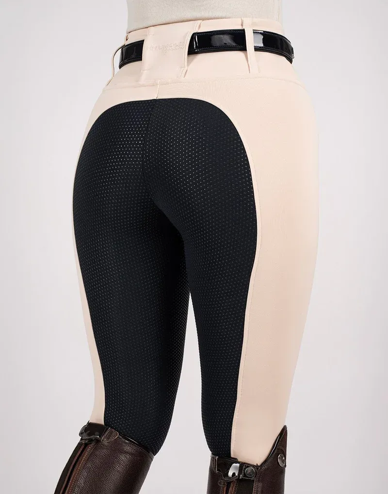 Horzehoods Lightweight Competition Leggings -  Vanilla / Navy Seat-4