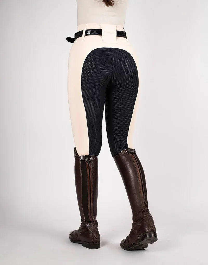 Horzehoods Lightweight Competition Leggings -  Vanilla / Navy Seat-3