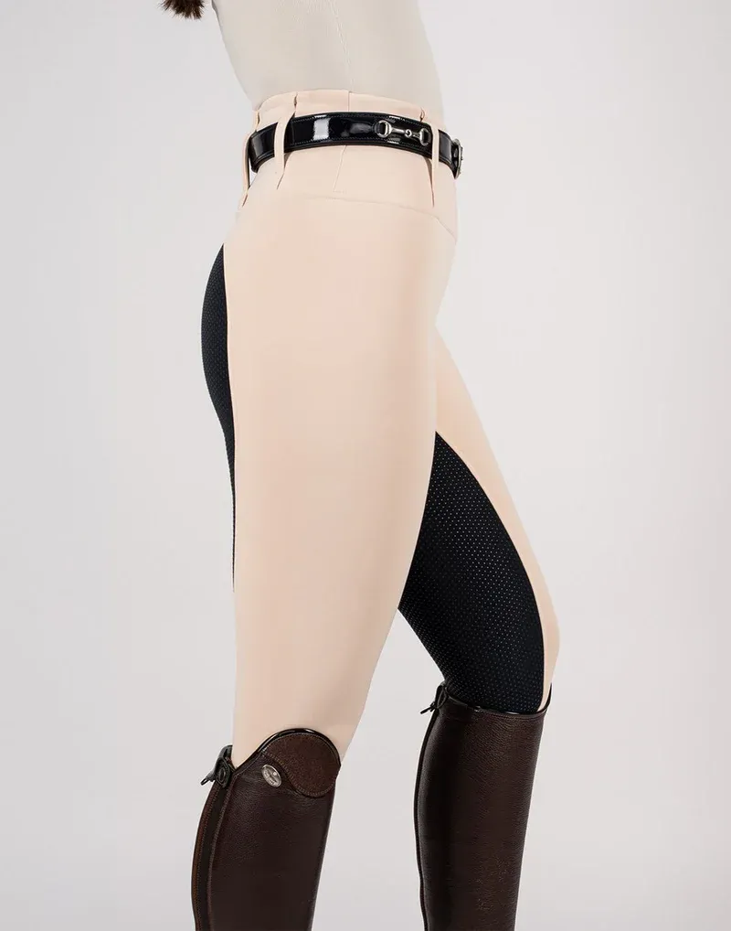 Horzehoods Heavyweight Competition Leggings - Vanilla / Navy Seat-5