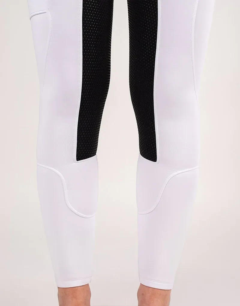Horzehoods Lightweight Competition Leggings - White / Black seat-2