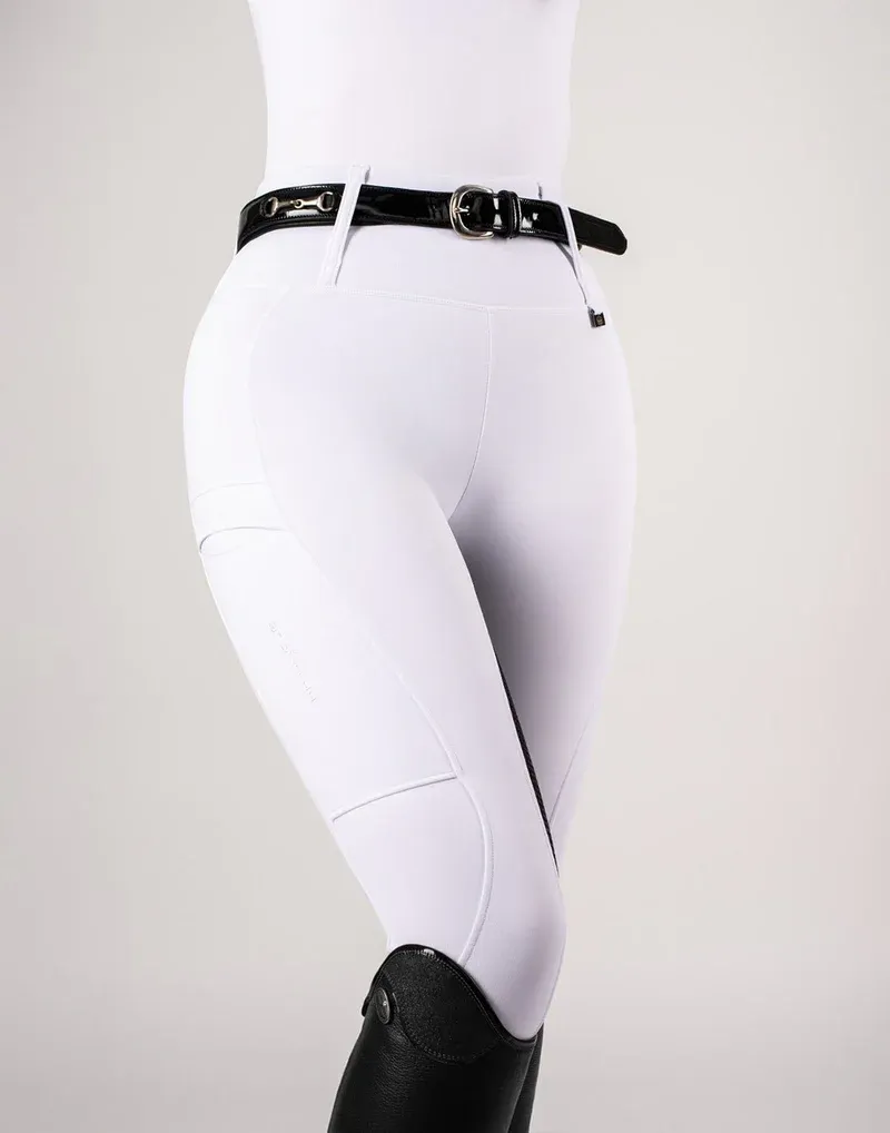 Horzehoods Lightweight Competition Leggings - White / Black seat-9