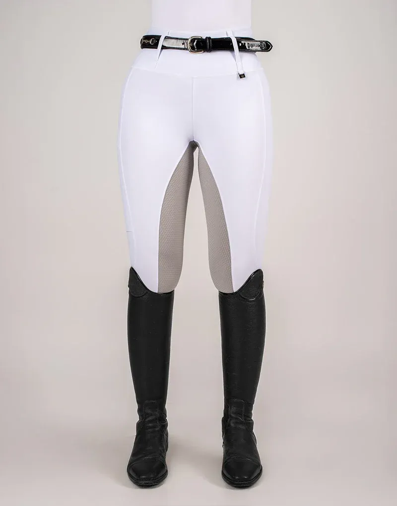 Horzehoods Lightweight Competition Leggings - White / Grey Seat-1