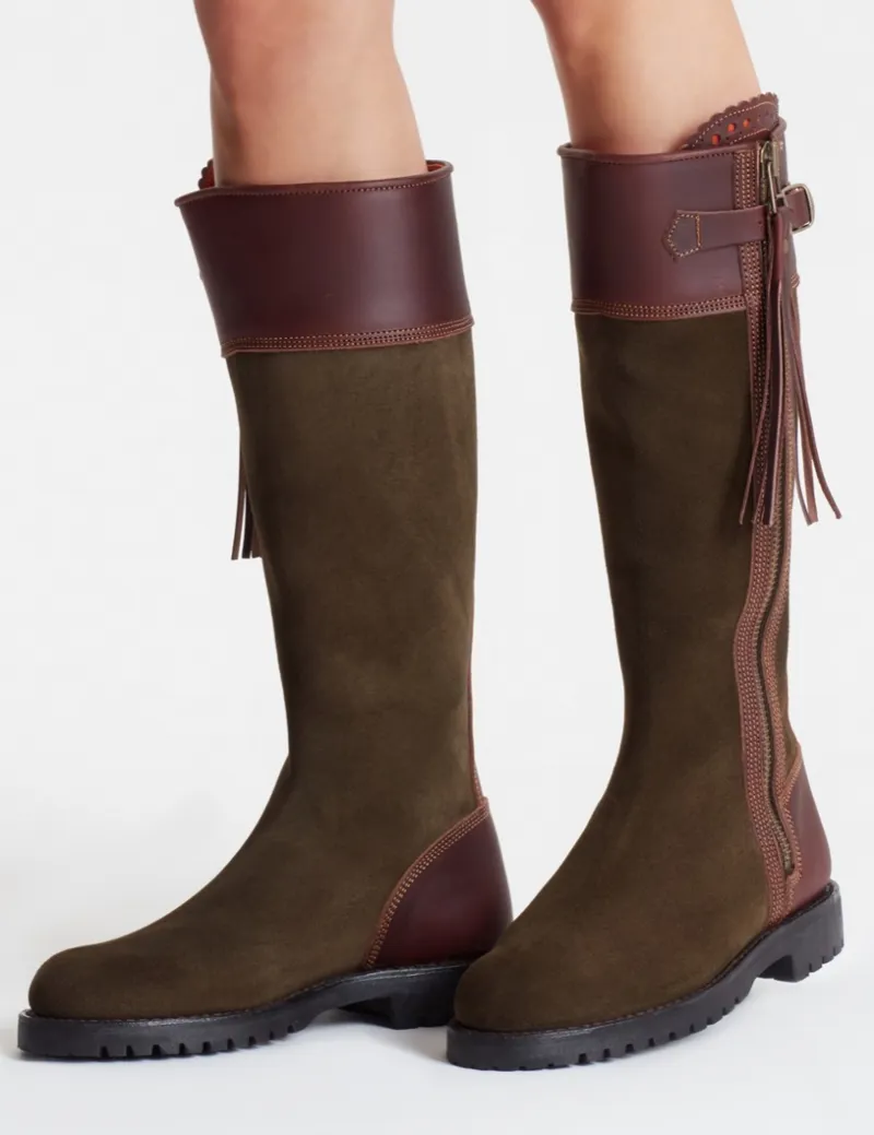 Penelope Chilvers Inclement Long Tassle Boot - Seaweed/ Conker-4
