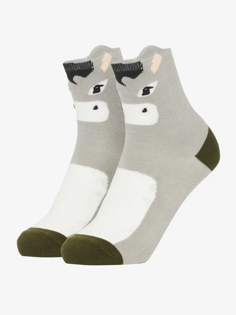LeMieux Mini Character Socks 2 Pack - Donkey-1