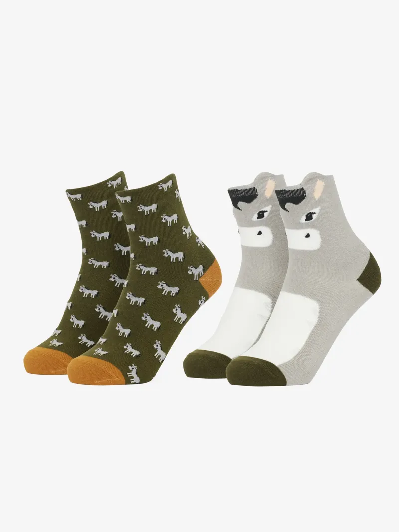 LeMieux Mini Character Socks 2 Pack - Donkey