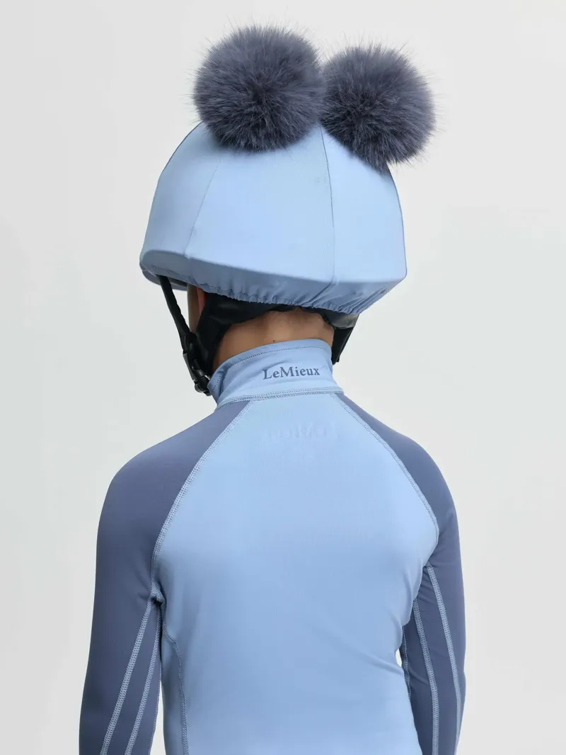 LeMieux Mini Double Pom Hat Silk - Powder Blue-3