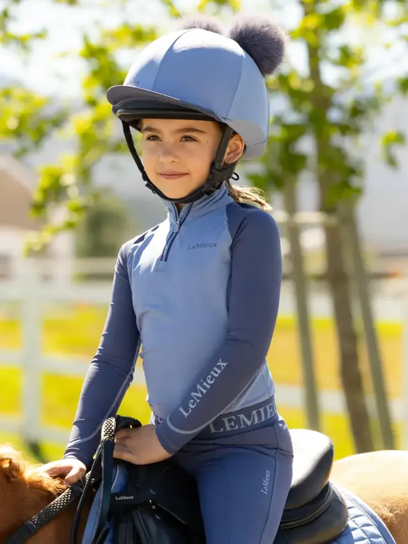 LeMieux Mini Double Pom Hat Silk - Powder Blue-2