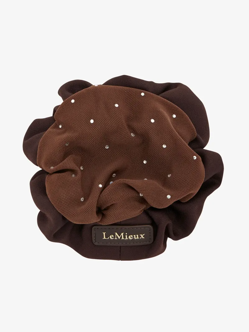 LeMieux Scrunchie With Crystal Hair Net Brown/ Brown