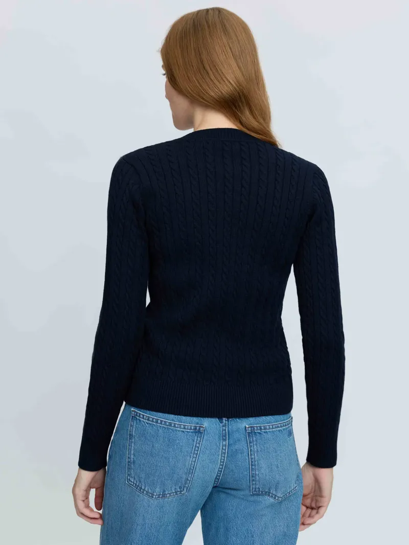 LeMieux Cora Cable V-Neck Knit Jumper - Navy-2