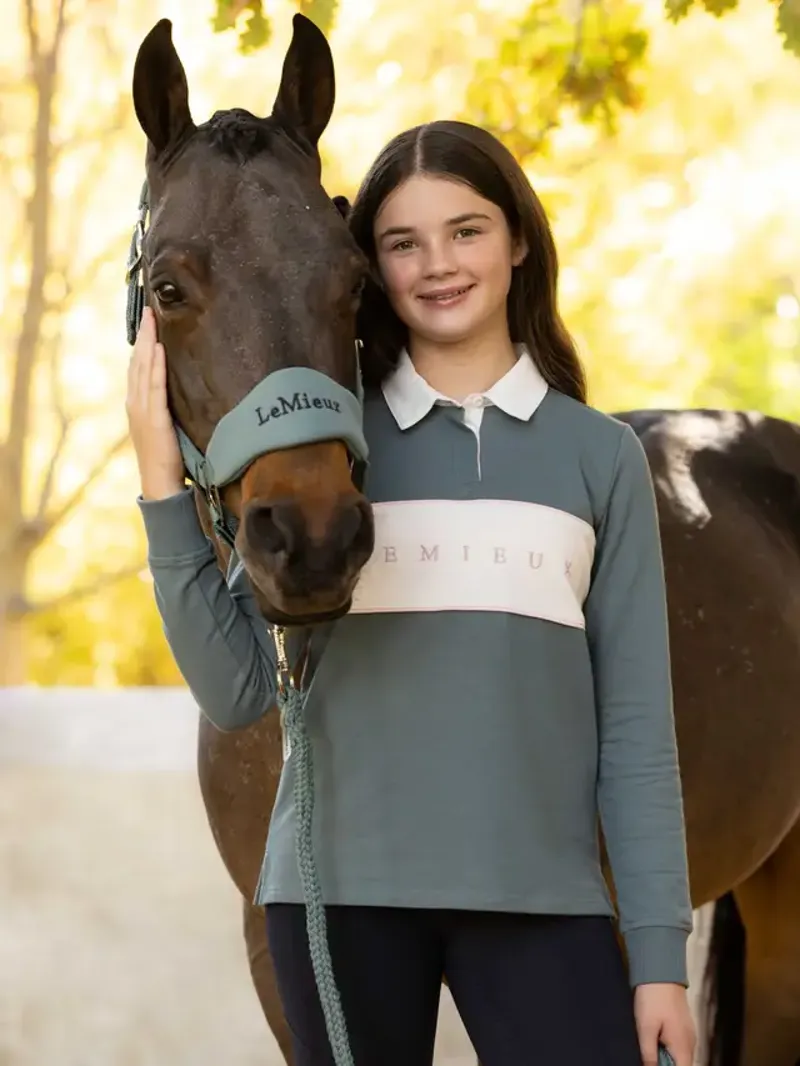 LeMieux Young Rider Riley Rugby Shirt - Aloe-1