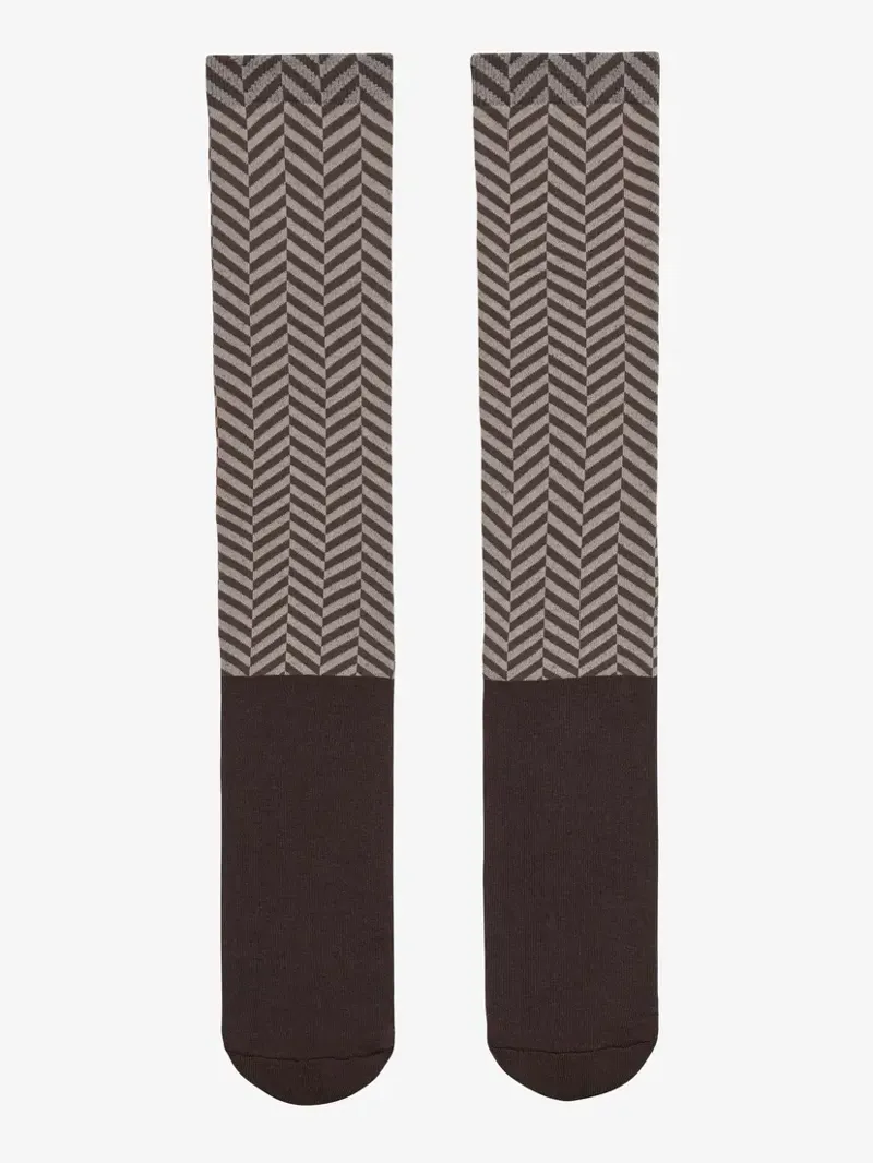 LeMieux Heritage Footsie Socks - Herringbone Cocoa-1