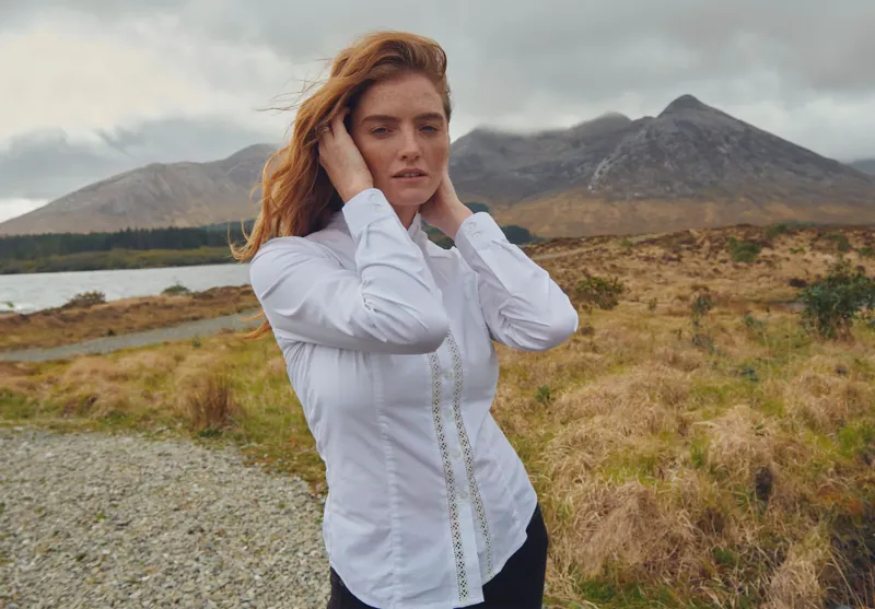 Dubarry Waterlily Ladies Mandarin Collar Shirt - White-4