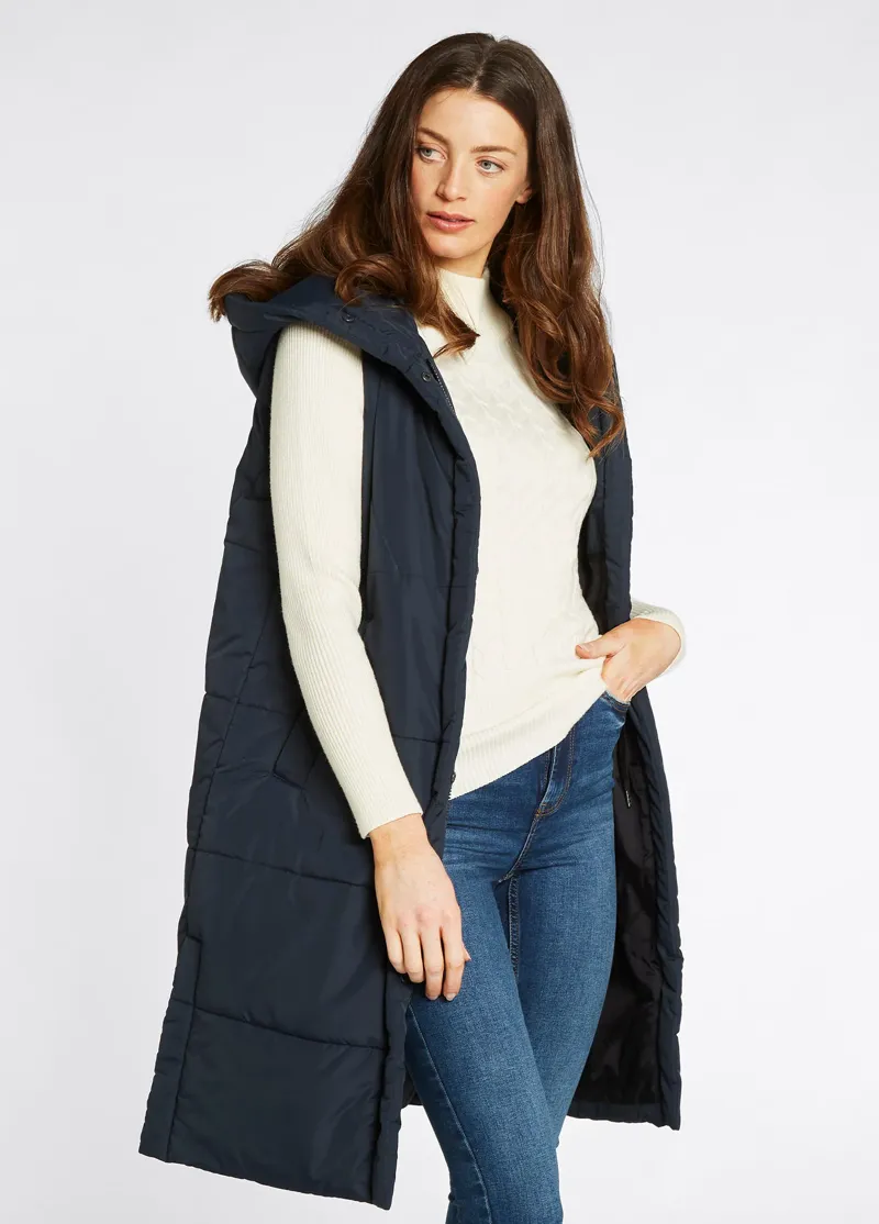 Dubarry Ryan Ladies Long Hooded Gilet - Navy-3
