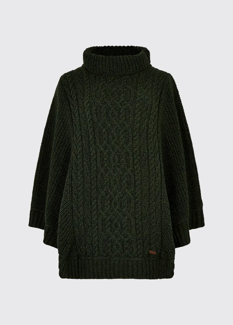 Dubarry Kilronan Ladies Knit Poncho - Olive-3