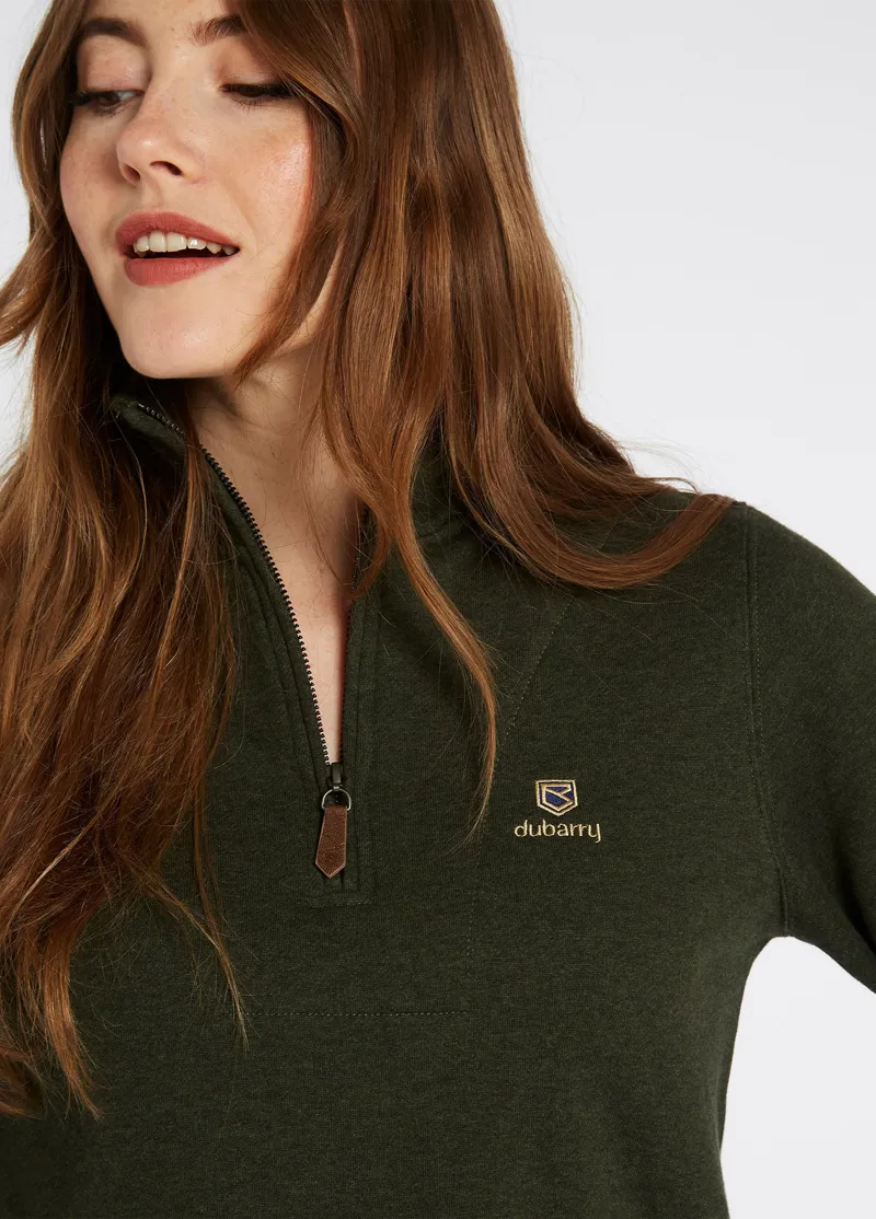 Dubarry Castlemartyr Ladies 1/4 Zip Sweatshirt - Olive-2