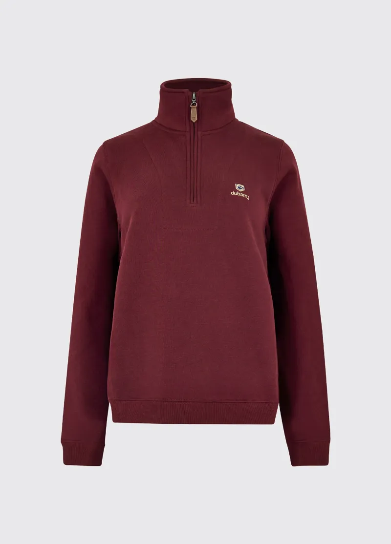 Dubarry Castlemartyr Ladies 1/4 Zip Sweatshirt - Oxblood-1