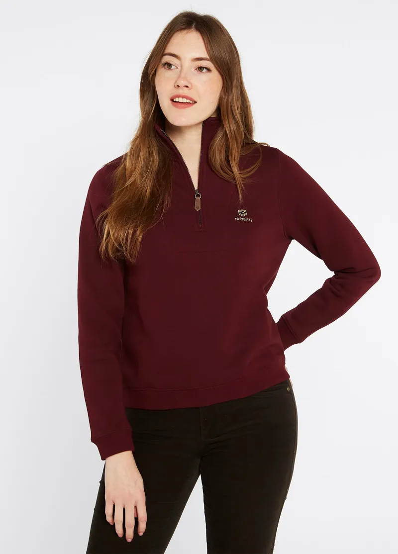 Dubarry Castlemartyr Ladies 1/4 Zip Sweatshirt - Oxblood-2