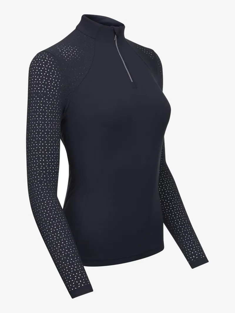 LeMieux Longsleeve Lazercut Baselayer - Navy-2