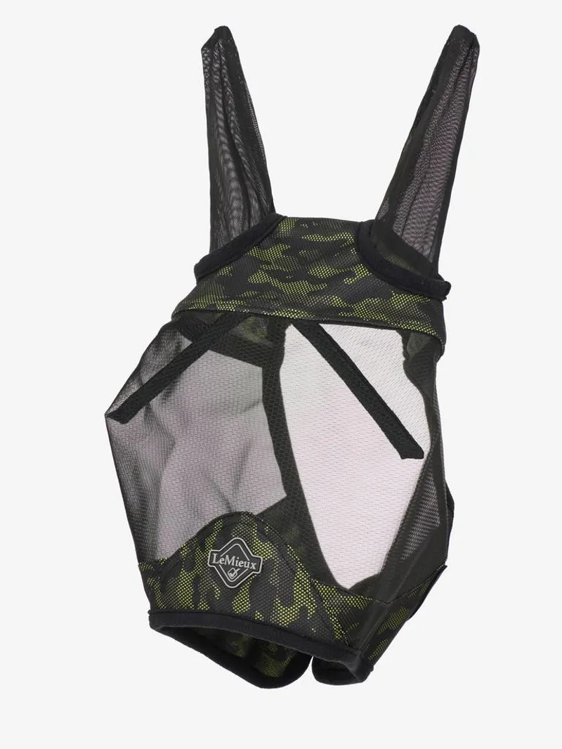 LeMieux Visor-Tek Half Fly Mask - Camo Green-1