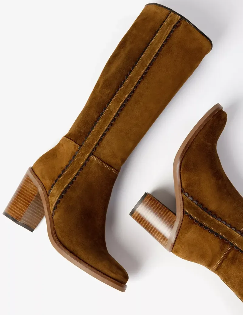 Penelope Chilvers Long Lucie Suede Rociero Boot - Peat-1