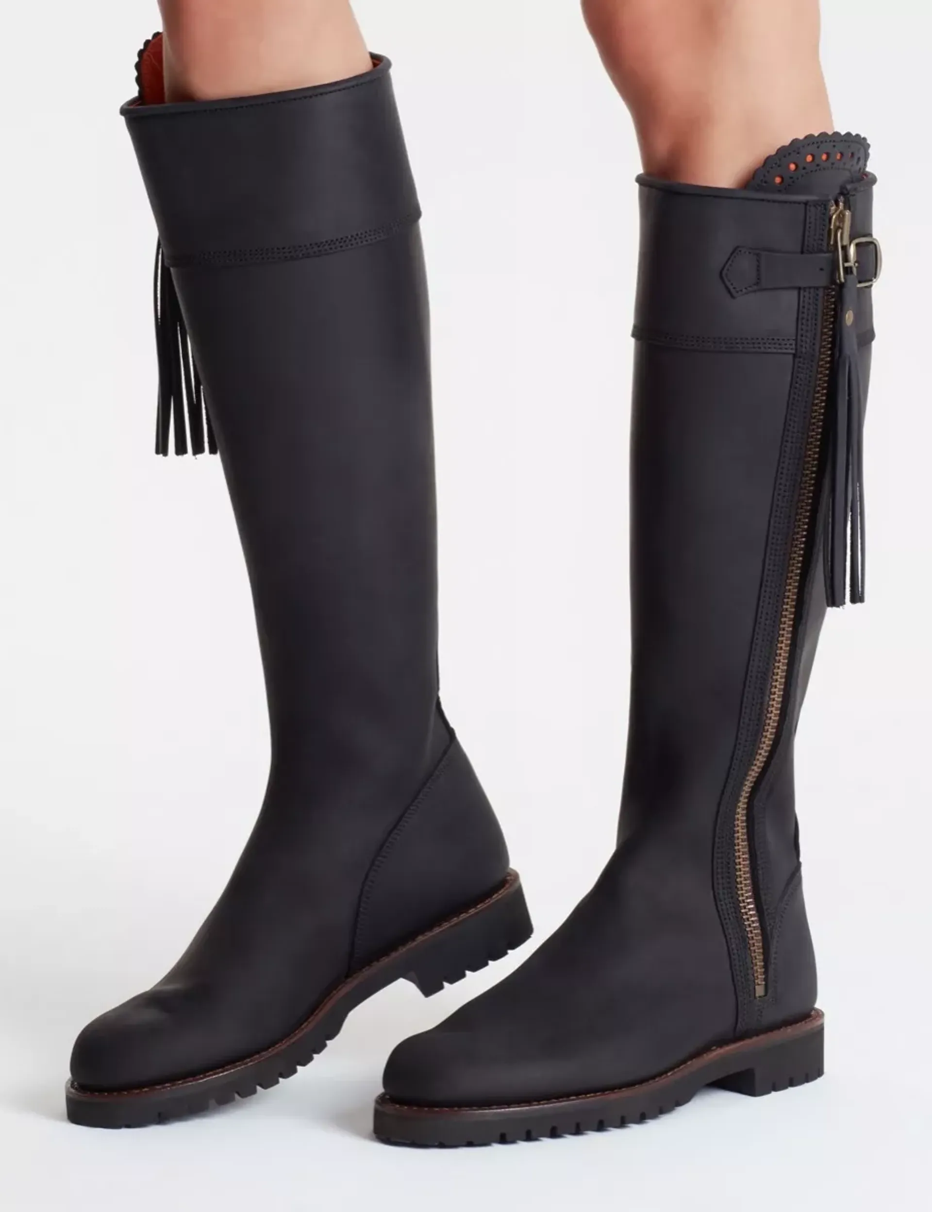 Penelope Chilvers Black Leather Tassel Loafers Penelope Chilvers Long Tassel Boot - Black main image 2