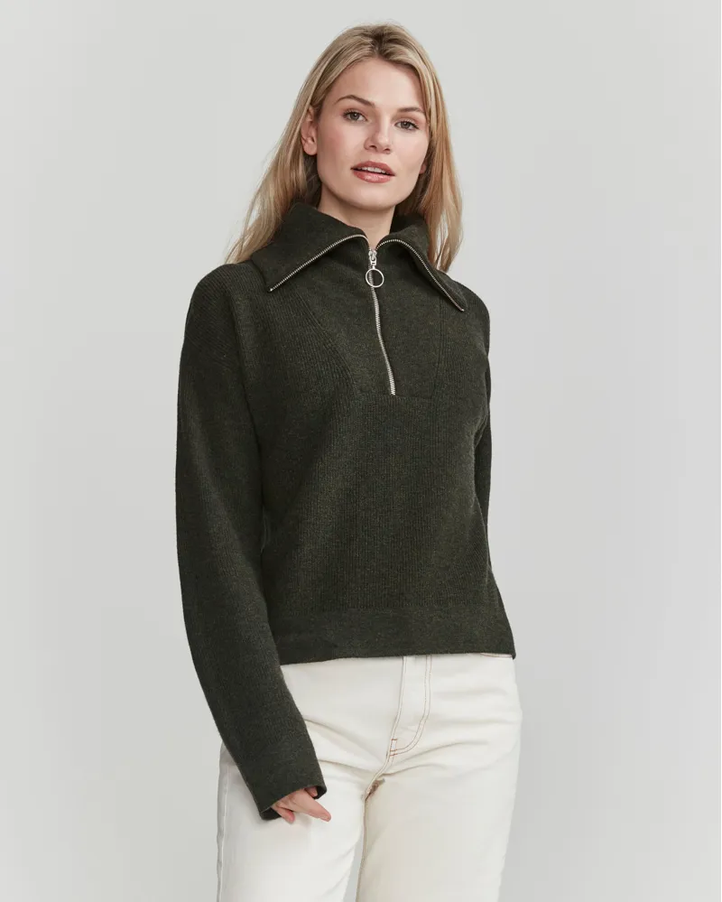 Holebrook Melody T-Neck Sweater - Bottle Green-1
